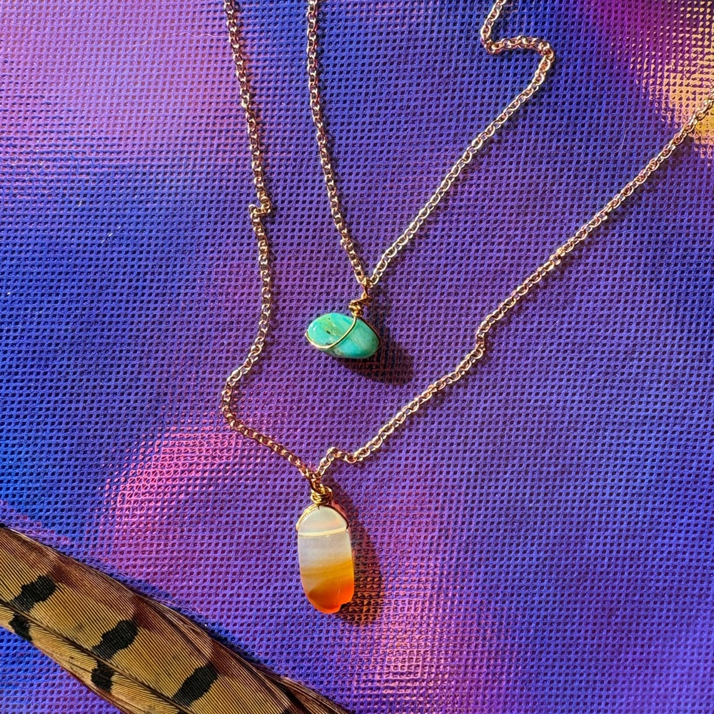 Boulder Opal and Montana Moss Agate Necklace